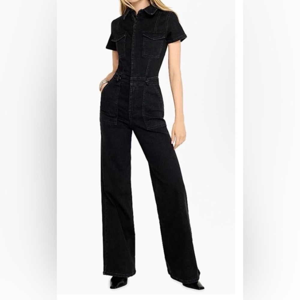Good American Black Flare jumpsuit